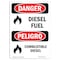 Signmission OSHA Danger Sign, 10" Height, Combustible Diesel Bilingual Spanish, DS-D-VS-1121 OS-DS-D-710-VS-1121 - alternate 1